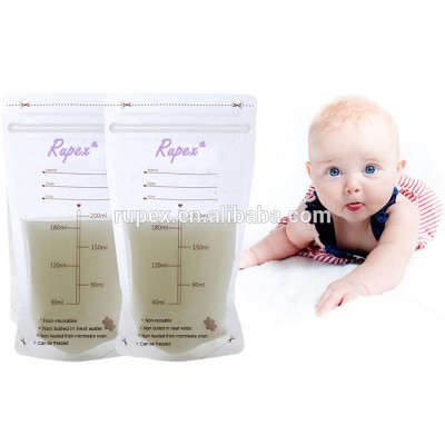 Newest factory direct price prevent leak 200ml soft plastic breastmilk storage packaging bag